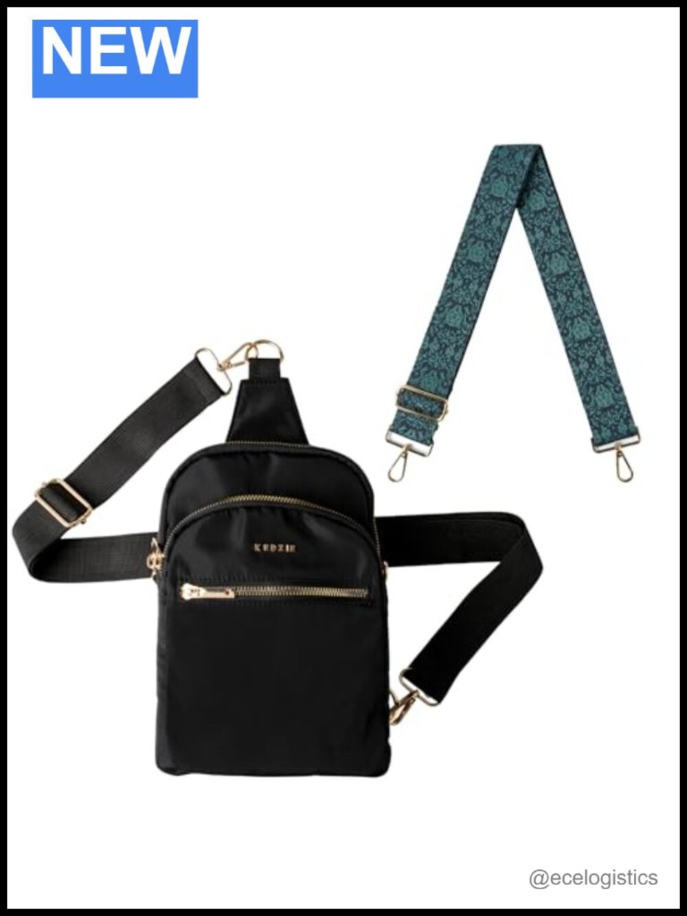 Convertible Sling Crossbody Bag with Interchangeable Wide Strap